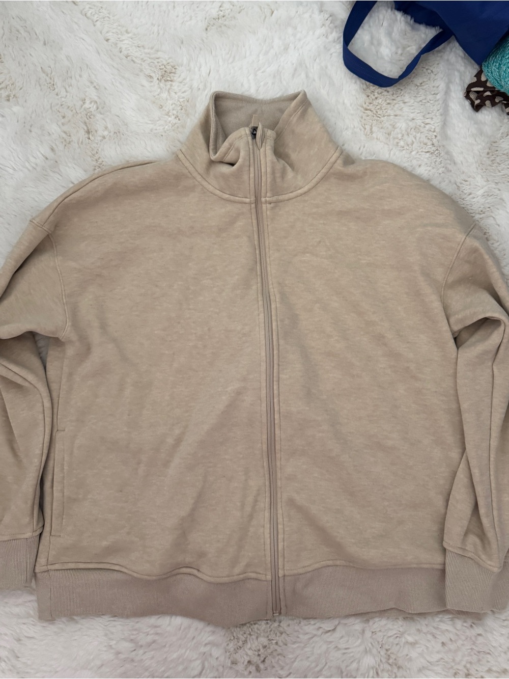 Mondetta Beige Corduroy-Look Zip Jacket